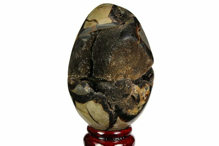 Septarian Dragon Egg Geode - Black Crystals #143141